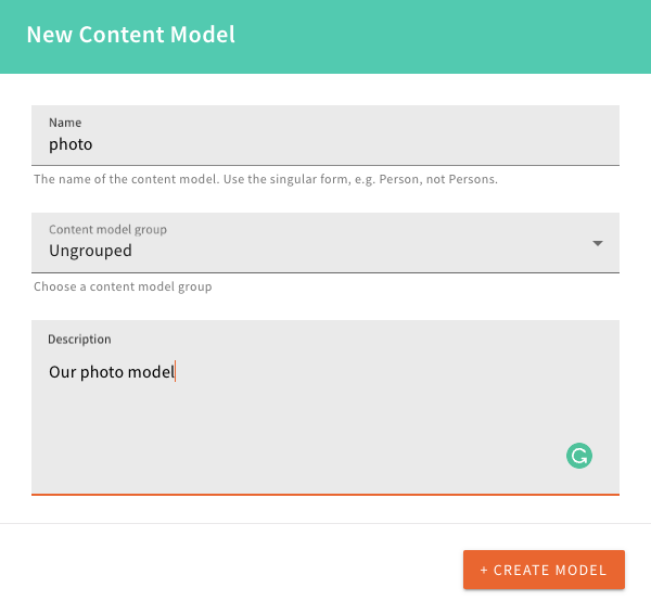 Create new Webiny content model