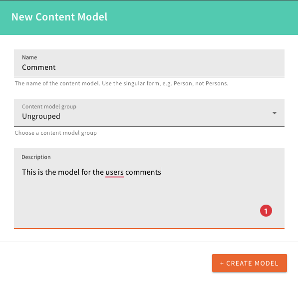 create a comment model